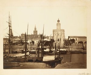 Katedral, Torre del Oro og Guadalquivir -floden, Sevilla