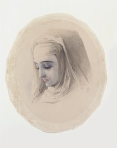 Head Study for Convent Thoughts, 1851 (wc und gouache på papir) af Charles Collins