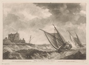 Sejlbåde afgår fra havnen i Vlissingen Sejler ud af Port of Flushing (titel på objekt) af Charles Corbutt