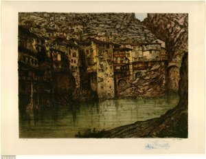 Pont-en-Royans (stort billede) (udgave b) af Charles Cottet