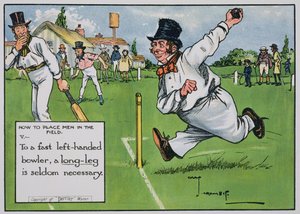 How to Place Men in the Field (V), fra "Laws of Cricket", udgivet i 1910 af Charles Crombie