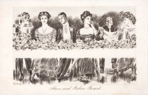 Over og under bord (litho) af Charles Dana Gibson