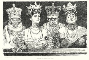 Hvis kvinderne i operaen bærer kroner, hvorfor skulle mændene så ikke gøre det (litografi) af Charles Dana Gibson