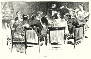 Puslespil, find manden, der betaler for middagen (litho) af Charles Dana Gibson