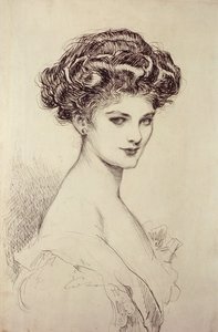 Studie af et hoved (blæk på papir) af Charles Dana Gibson