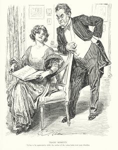 Tragiske øjeblikke, Forsøg på at være taknemmelig, mens forfatteren af versene kigger dig over skulderen (litografi) af Charles Dana Gibson
