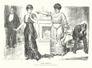 Tragiske øjeblikke, når din mor viser din bedste veninde døren (litografi) af Charles Dana Gibson