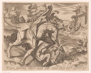 Hercules tæmmer den kretensiske tyr Labours of Hercules efter Frans Floris (serietitel) af Charles David