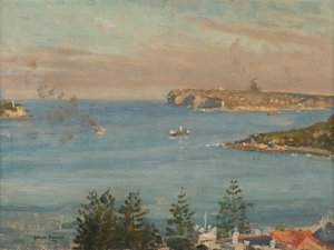 Ser mod Sydneys hoveder fra den nordlige del af byen (olie om bord) af Charles David Jones Bryant