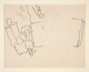 Fire figurer på stranden, sandsynligvis i Provincetown af Charles Demuth