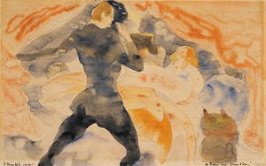 Honore de Balzacs Pigen med de gyldne øjne, 1916 (wc & blyant på papir) af Charles Demuth