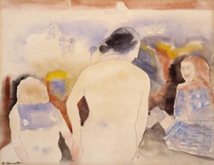 Uden titel (Kvinde med sort hår og to børn) af Charles Demuth