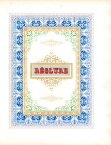 Polykrom ornamental ramme med titelskjold (tryk)
