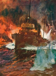 Et natangreb. Torpedobåde på arbejde, c1918 1919 af Charles Dixon