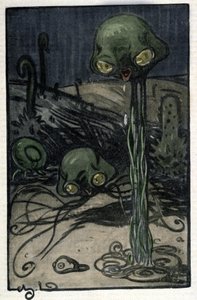 En indbygger på planeten Mars. Illustration af M. Dudouyt (1885-1946) til romanen af Herbert George Wells (1866-1946) "The War of the Worlds"". af Charles Dudouyt