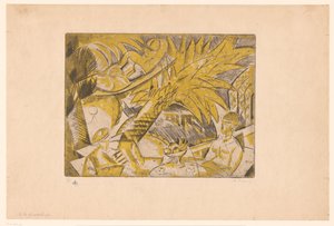 Solbadende figurer under en palme A la Guadeloupe (titel på objekt) af Charles Dufresne (signed by artist)