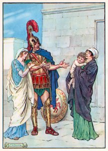 "Holdt sine arme ud til sin elskede dreng" (farvelitografi) af Charles Edmund (after) Brock