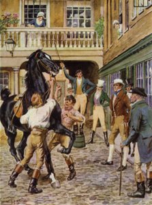 Illustration til The Amateur Gentleman af Jeffery Farnol (farve litho)