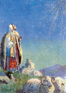 "Det kom ned som en byge af gnister" (farvelitografi) af Charles Edmund (after) Brock