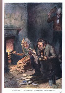 Ha, ha, ha! klukkede Peg, på knæ foran ilden af Charles Edmund Brock