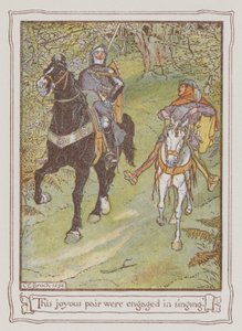 Illustration til Ivanhoe af Sir Walter Scott (farve litho) af Charles Edmund Brock