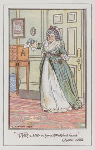 Illustration for Sense and Sensibility af Jane Austen (farve litho) af Charles Edmund Brock