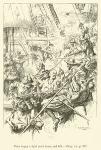 Illustration til Westward Ho! af Charles Kingsley (gravering) af Charles Edmund Brock