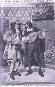 Robert Hooke overrasker Samuel Pepys af Charles Edmund Brock