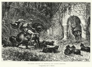 Dagobert Foran De Hellige Martyrers Kapel (gravering) af Charles Edouard Delort