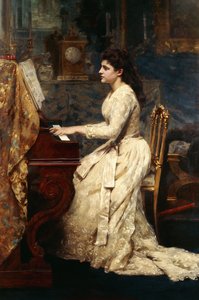 En ung pige spiller klaver, 1891