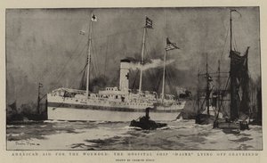 American Aid for the Wounded, Hospitalsskibet Maine liggende ud for Gravesend af Charles Edward Dixon