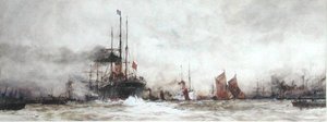 Themsen ved Blackwall Reach af Charles Edward Dixon