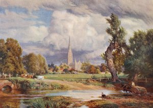 Salisbury Cathedral (farvelitografi)