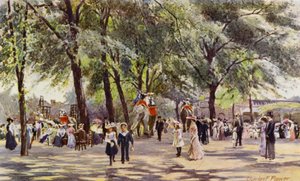 London Zoo: Broad Walk, med elefanter (farve litho)