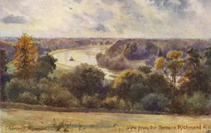 Themsen: Udsigt fra terrassen Richmond Hill (farvelitografi) af Charles Edwin Flower