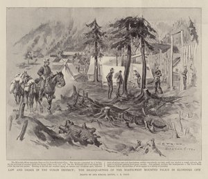 Lov og orden i Yukon-distriktet, hovedkvarteret for North-West Mounted Police i Klondyke City af Charles Edwin Fripp