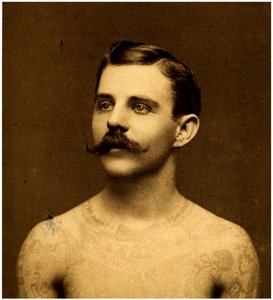Frank Howard den tatoverede mand, ca. 1900 (skabskort)