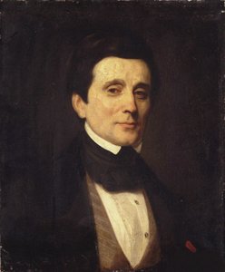 Portræt af Emile Deschamps (1791-1871) af Callande de Champmartin, Charles-Emile (1797-1883). Farvelitografi, , Privat Samling