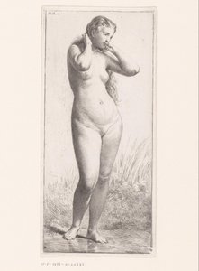 stående nøgen kvinde af Charles Emile Jacque (attributed to)