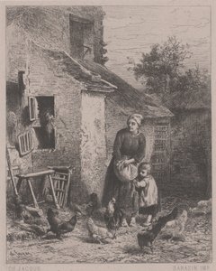 Et hjørne af retten, eller Un Coin de Cour (ætsning, gravering og tørnål)