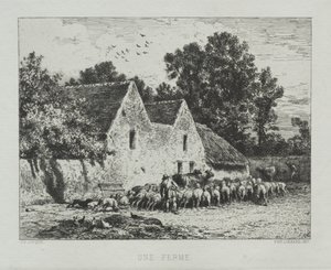 Et Bondehus af Charles Emile Jacque