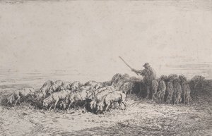 En flok svin, 1850. af Charles Emile Jacque