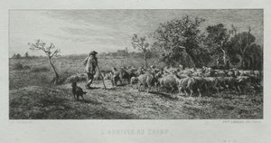 Ankommer til marken. af Charles Emile Jacque