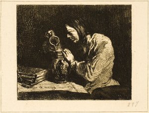 Buste af en mand af Charles Emile Jacque