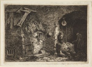 Interiør i et landhus af Charles Emile Jacque