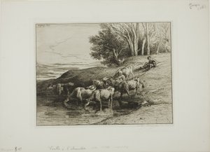 Køer ved Vandingspladsen af Charles Emile Jacque