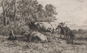 Hollandske køer, 1864. af Charles Emile Jacque