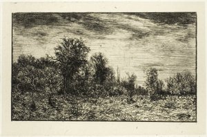 Edge of a Wood, under overskyet himmel af Charles Emile Jacque