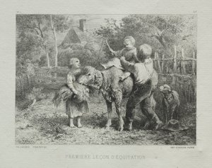 Første ridelektion. af Charles Emile Jacque