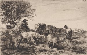Fårebesætning, 1864. af Charles Emile Jacque